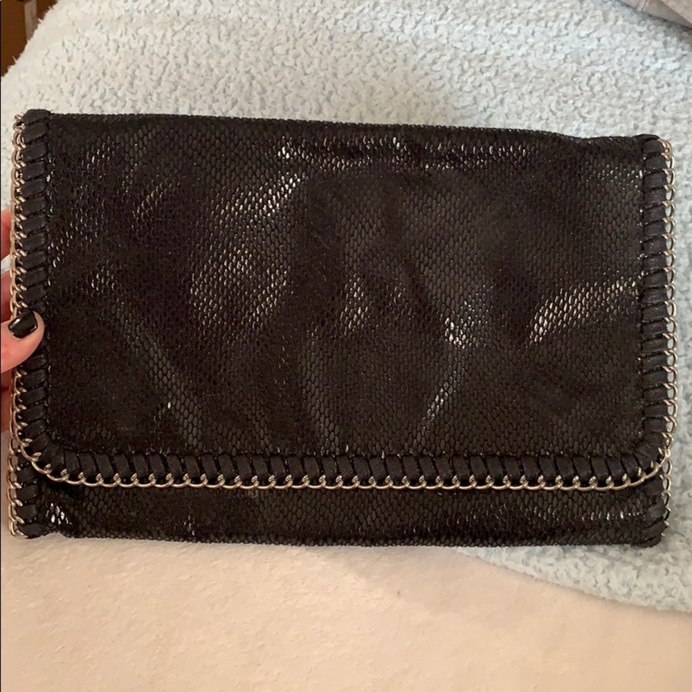 Black snakeskin clutch/crossbody bag